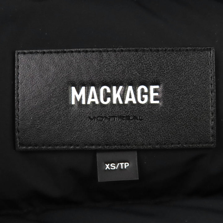 極美品△MACKAGE マッカージュ 25AW 11752666-5A CALLA-BX ロゴパッチ フォックスファー付 ストレッチダウンコート 撥水加工 XS 正規品