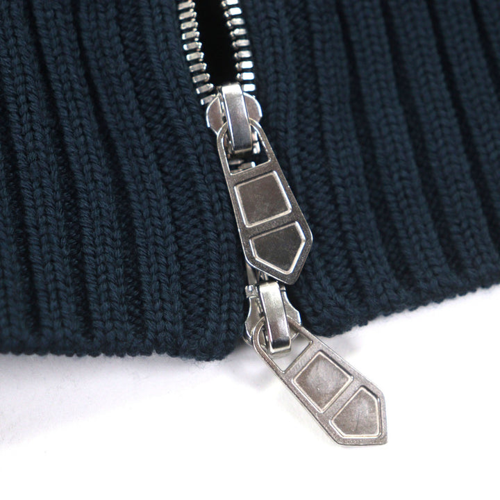 未使用品▼HERMES エルメス ウール100% Hモチーフ キルティング 中綿入り 2WAY WZIPUP ブルゾン パテッド ジャケット ネイビー L メンズ