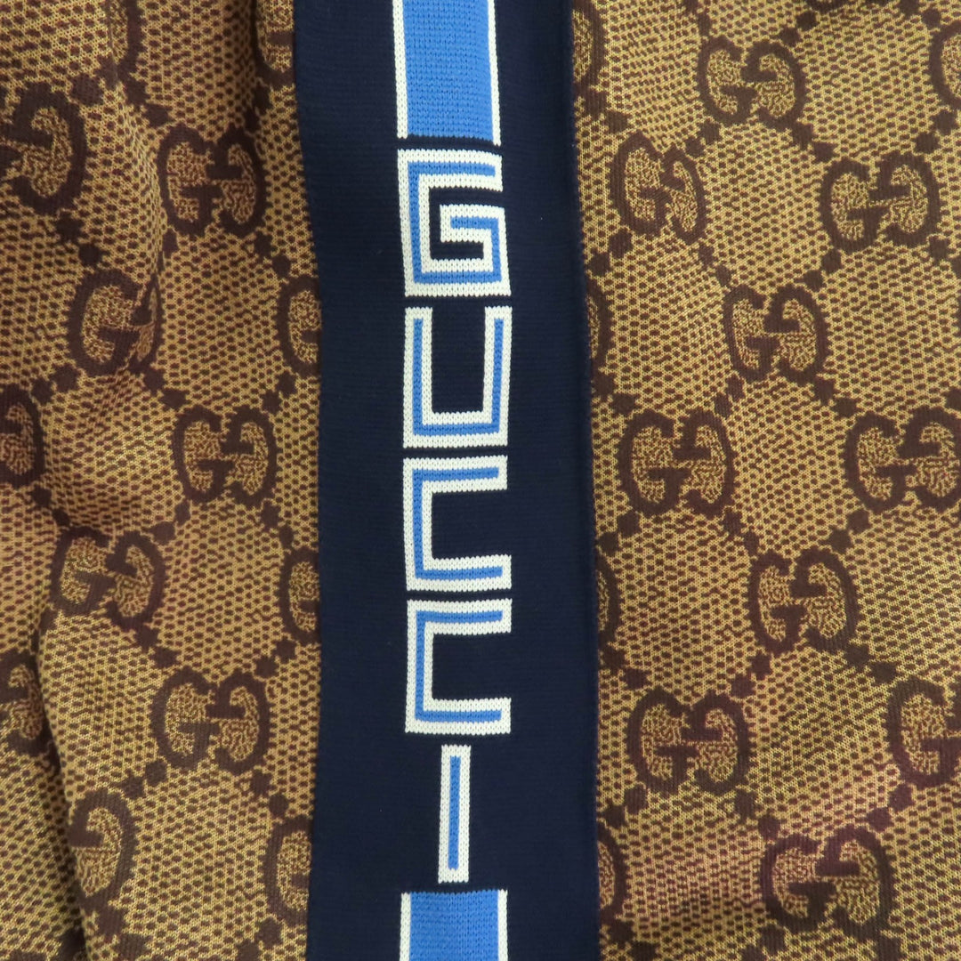 未使用品◇GUCCI グッチ 550604 GGテクニカル バックプリーツ ジャージー パーカー ブラウン ブルー系 M ハンガー付き イタリア製 正規品