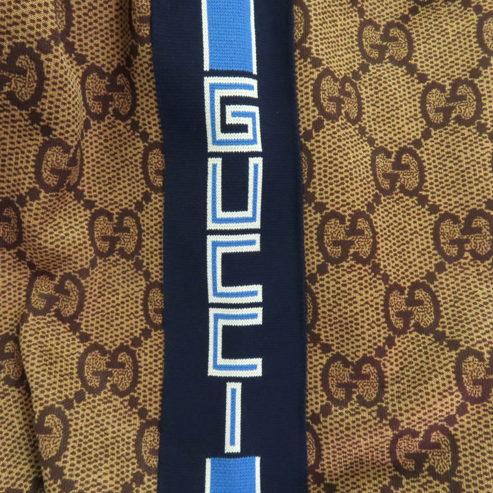 未使用品◇GUCCI グッチ 550604 GGテクニカル バックプリーツ ジャージー パーカー ブラウン ブルー系 M ハンガー付き イタリア製 正規品