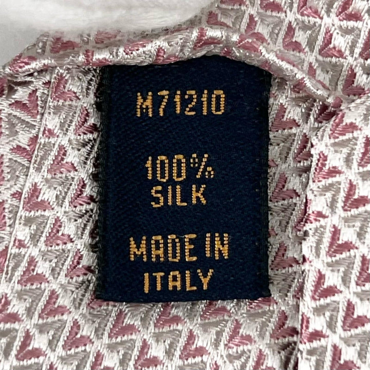 極美品▲LOUIS VUITTON ルイヴィトン M71210 シルク100％ クラヴァット LVロゴ刺繍 総柄 ネクタイ ピンク イタリア製 メンズ