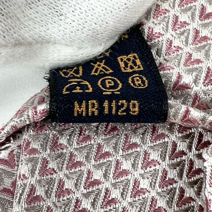 極美品▲LOUIS VUITTON ルイヴィトン M71210 シルク100％ クラヴァット LVロゴ刺繍 総柄 ネクタイ ピンク イタリア製 メンズ