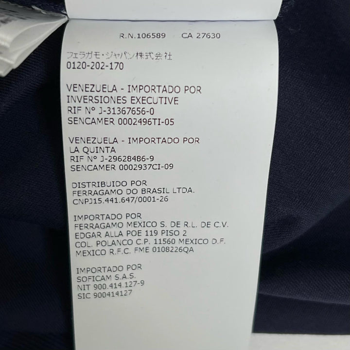 未使用品▲Salvatore Ferragamo サルヴァトーレフェラガモ コットン100％ ガンチーニロゴ 装飾付き 半袖Ｔシャツ ネイビー XL 正規品