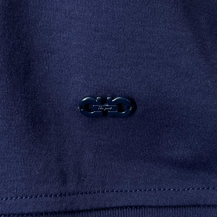 未使用品▲Salvatore Ferragamo サルヴァトーレフェラガモ コットン100％ ガンチーニロゴ 装飾付き 半袖Ｔシャツ ネイビー XL 正規品
