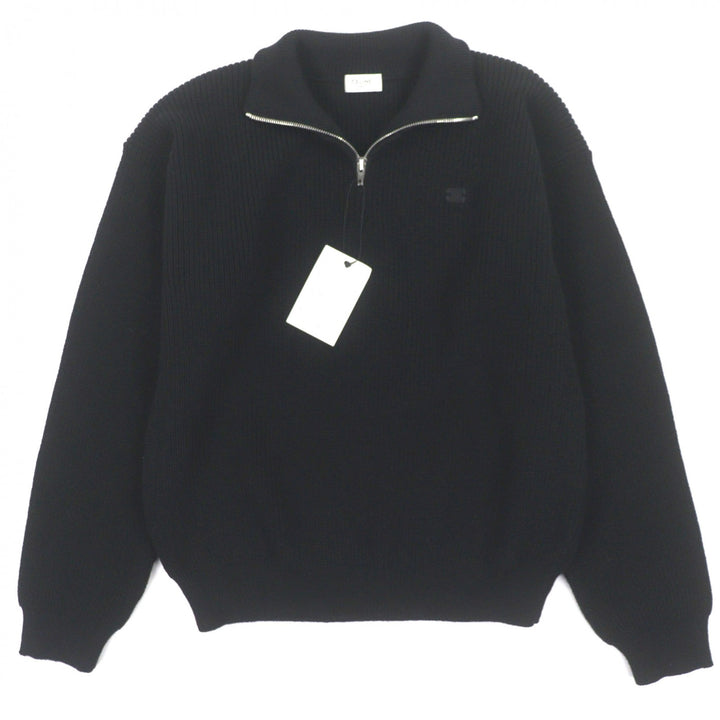 未使用品▼CELINE セリーヌ 25SS RY02Q0ZP2 ウール100% トリオンフ刺繡 ハーフジップ トラッカー ニット プルオーバー セーター M 正規品