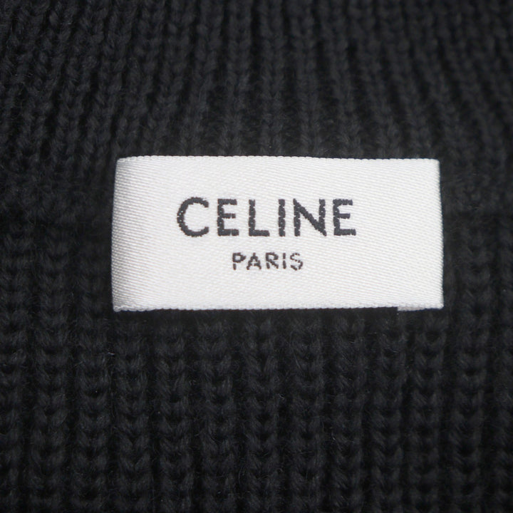 未使用品▼CELINE セリーヌ 25SS RY02Q0ZP2 ウール100% トリオンフ刺繡 ハーフジップ トラッカー ニット プルオーバー セーター M 正規品