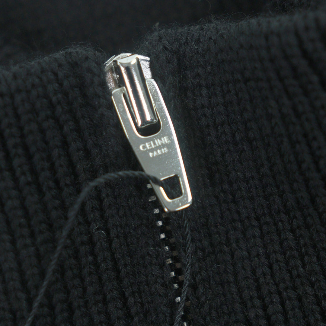 未使用品▼CELINE セリーヌ 25SS RY02Q0ZP2 ウール100% トリオンフ刺繡 ハーフジップ トラッカー ニット プルオーバー セーター M 正規品