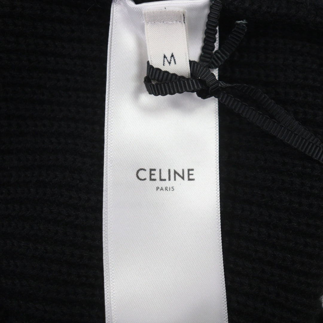 未使用品▼CELINE セリーヌ 25SS RY02Q0ZP2 ウール100% トリオンフ刺繡 ハーフジップ トラッカー ニット プルオーバー セーター M 正規品
