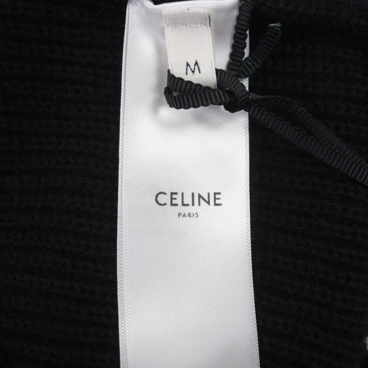未使用品▼CELINE セリーヌ 25SS RY02Q0ZP2 ウール100% トリオンフ刺繡 ハーフジップ トラッカー ニット プルオーバー セーター M 正規品