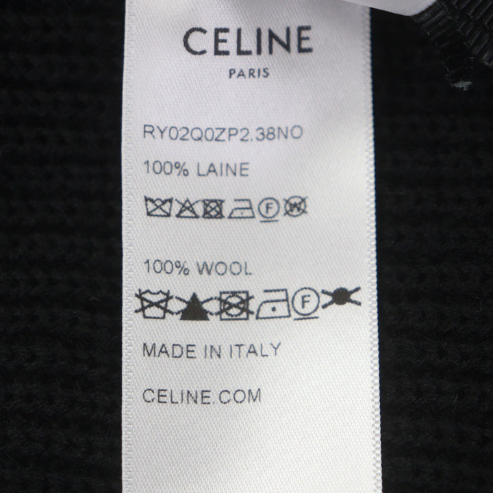 未使用品▼CELINE セリーヌ 25SS RY02Q0ZP2 ウール100% トリオンフ刺繡 ハーフジップ トラッカー ニット プルオーバー セーター M 正規品