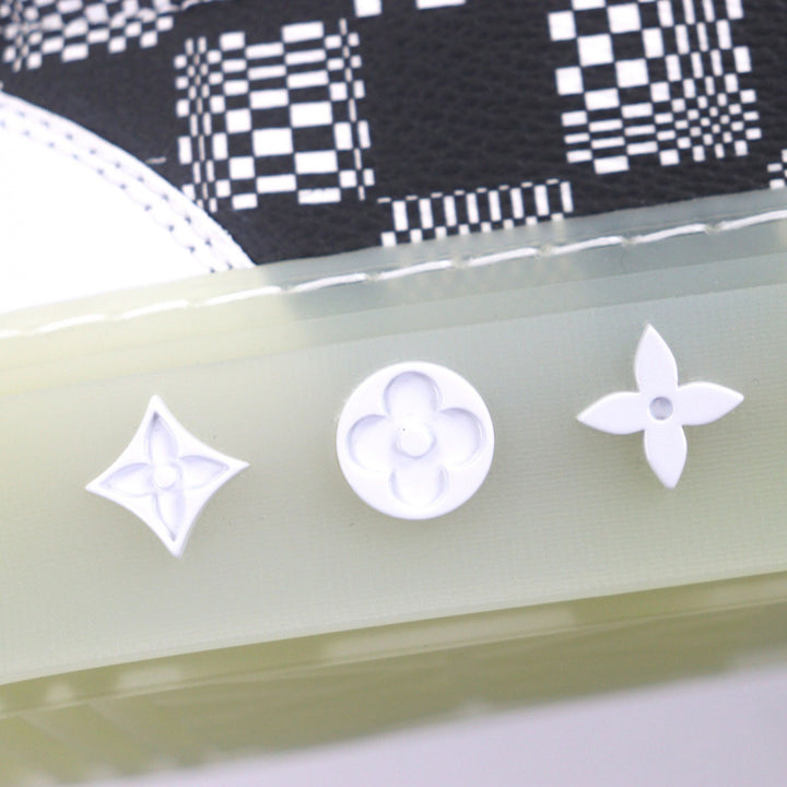 未使用品▼LOUIS VUITTON ルイヴィトン LVオリライン レザー使い ローカットスニーカー ホワイト ブラック 7.5 保存袋付き 伊製 メンズ