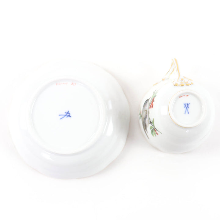 極美品☆Meissen マイセン 陶器 鳥と虫 希少 カップ・ソーサーセット マグカップ ホワイト系 レディース