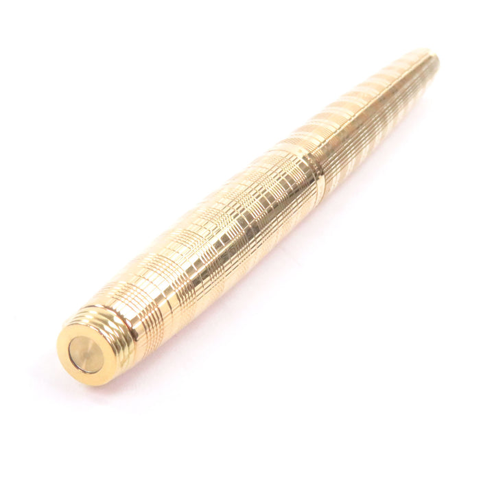 極美品□PARKER パーカー SONNET ソネット ペン先14K チェック柄 キャップ式 万年筆 ステーショナリー ゴールド フランス製 メンズ