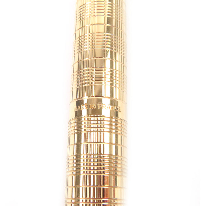極美品□PARKER パーカー SONNET ソネット ペン先14K チェック柄 キャップ式 万年筆 ステーショナリー ゴールド フランス製 メンズ