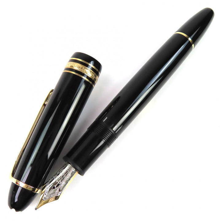 極美品△MONTBLANC モンブラン マイスターシュテュック 146 ペン先14K Mニブ ホワイトスター 万年筆 ブラック ゴールド ドイツ製 メンズ