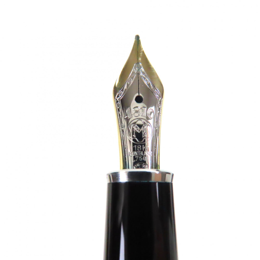 極美品▼MONTBLANC モンブラン マイスターシュテュック ソリテール セラミック ブラックプリズマ クラシック ペン先18K Ｍニブ 万年筆