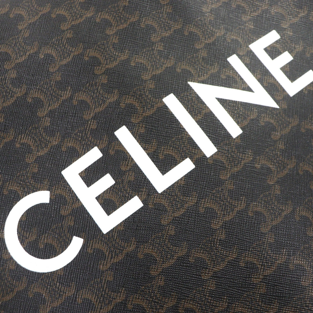 極美品▼CELINE セリーヌ 191542BZK 04LU バーティカル カバ トリオンフ キャンバス レザー ロゴプリント 2WAY トートバッグ ブラウン