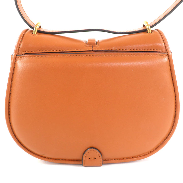 極美品◇FENDI フェンディ 8BS082 カモン スモール FFロゴ金具付 レザー サッチェルバッグ ショルダーバッグ ブラウン ゴールド金具 伊製