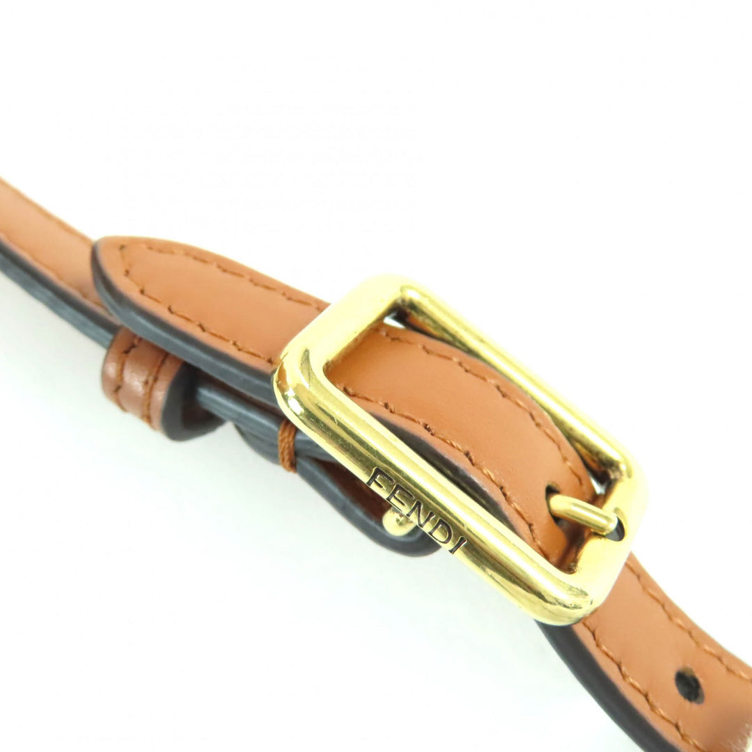 極美品◇FENDI フェンディ 8BS082 カモン スモール FFロゴ金具付 レザー サッチェルバッグ ショルダーバッグ ブラウン ゴールド金具 伊製