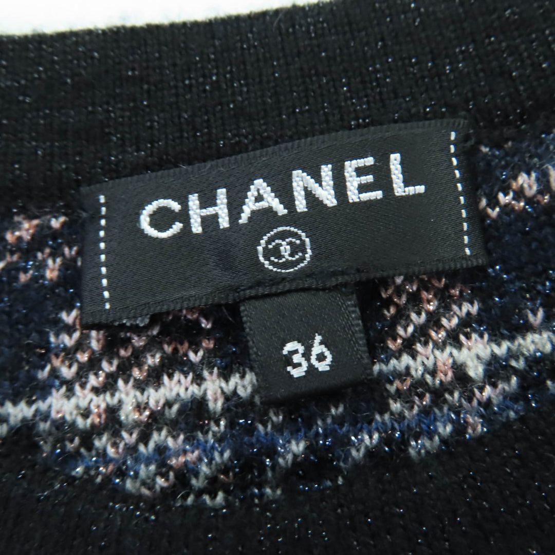極美品☆CHANEL シャネル 21A P71031K10156 カシミヤ ココボタン ジャガード サイドZIP ニット ブルー 36 イタリア製 正規品 レディース