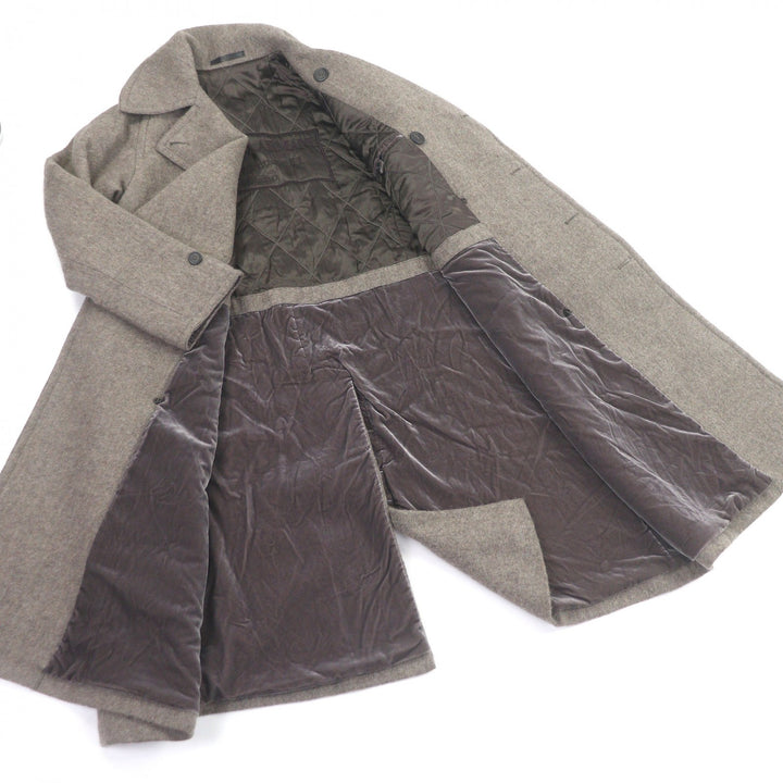 極美品□GIORGIO ARMANI ジョルジオアルマーニ 2022年製 ウール100％ ロング チェスターコート ブラウン系 44 イタリア製 正規品 メンズ