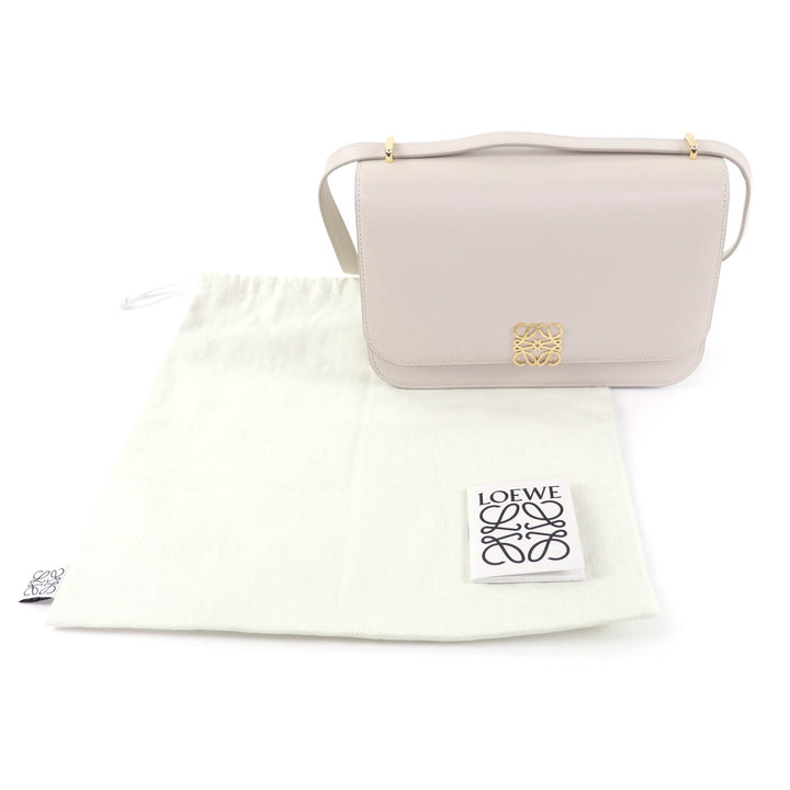 美品★LOEWE ロエベ ゴヤ ミディアム ライトゴースト アナグラム レザー ショルダーバッグ ゴールド金具 保存袋付 スペイン製 レディース