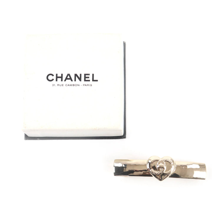 美品★CHANEL シャネル B22B AB9124 ココマーク ハート バレッタ ヘアアクセサリー ゴールド イタリア製 レディース