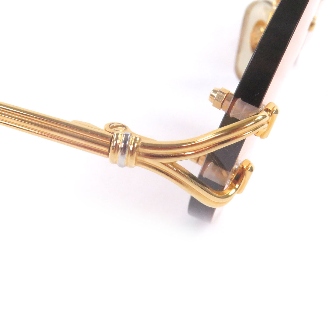 美品□Cartier カルティエ ヴィンテージ オーバル リムレス ツーポイント サングラス ゴールド □16 度入り ケース付 フランス製 メンズ