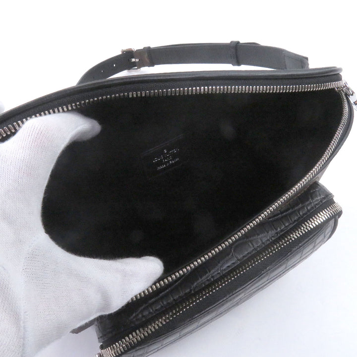 未使用品□ルイヴィトン N96217 モノグラムキャンバス クロコダイル エキゾチックレザー バムバッグ ボディバッグ 保存袋付き フランス製