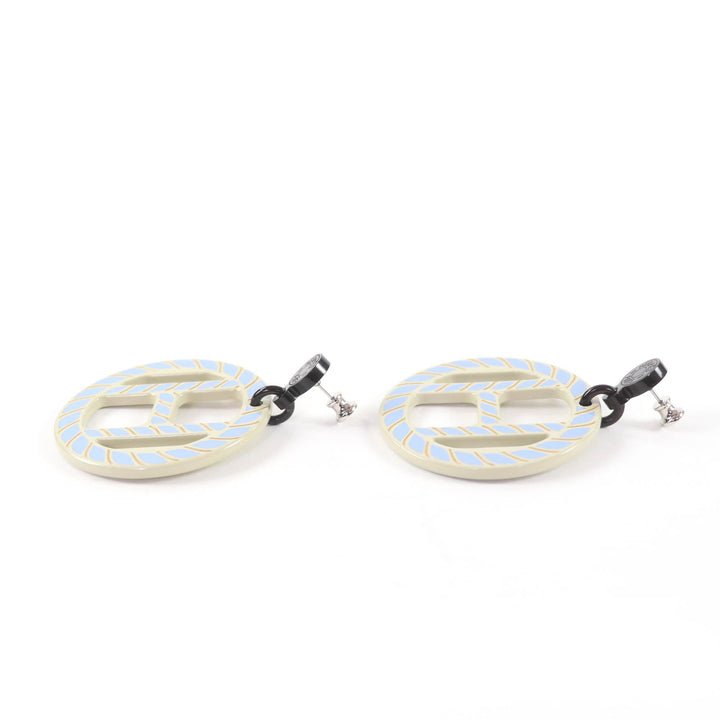 美品☆HERMES エルメス Hエキップ・ノーティックピアス バッファローホーンラッカー リュミェール ブルー アクセサリー レディース