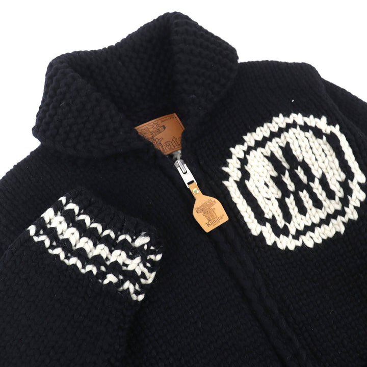 美品△MONCLER GENIUS KANAT モンクレールジーニアス カナタ SWEATER ウール100％ ロゴ フルジップ カウチン ニット セーター 36 正規品
