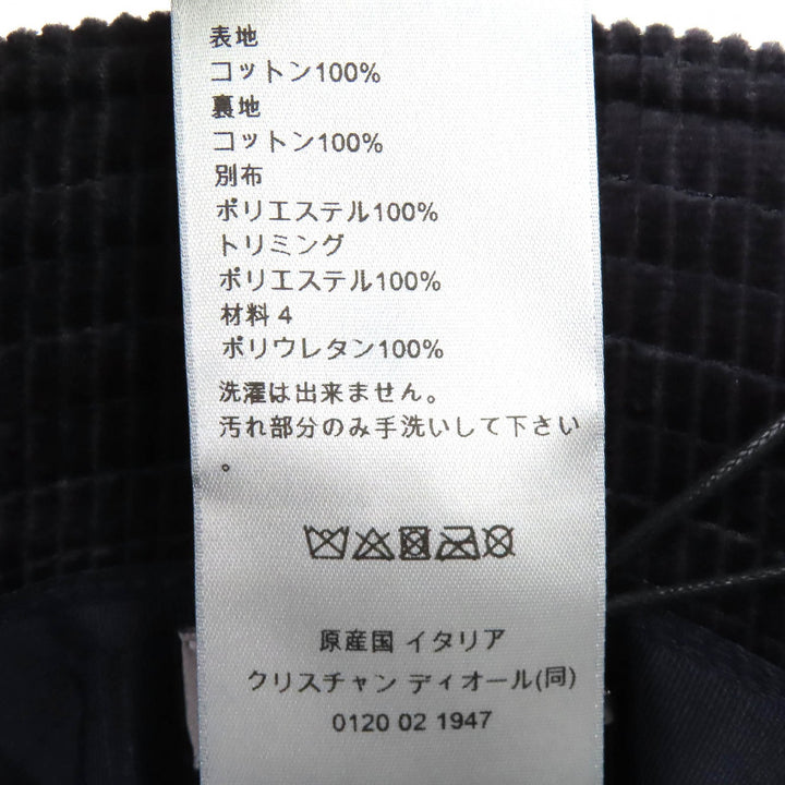 未使用品△DIOR ディオールオム 293C906Q6022 ダイヤモンドCDロゴ 裏地オブリーク コーデュロイ バケットハット 帽子 ネイビー 59 正規品