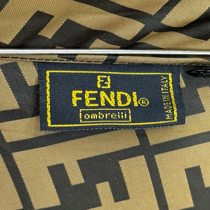 美品◇FENDI フェンディ FFスナップボタン ズッカ柄 折り畳み 傘 アンブレラ ブラウン 保存袋付き イタリア製 レディース