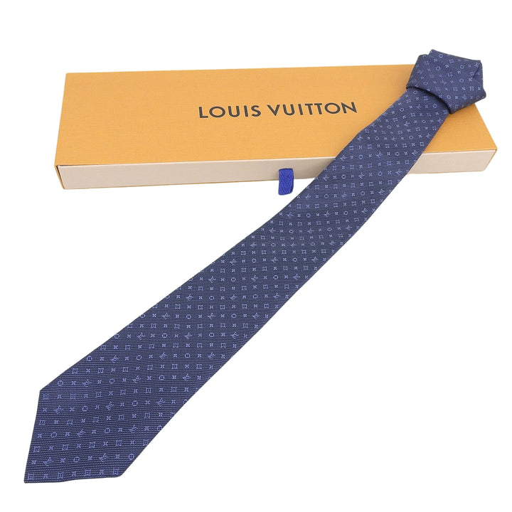 極美品▲LOUIS VUITTON ルイヴィトン 2022年製 M70953 クラヴァット モノグラム クラシック シルク100％ ネクタイ 148cm×8cm 箱付き 伊製