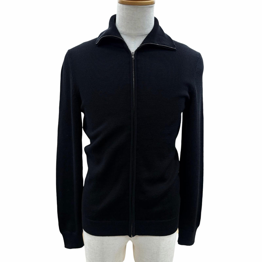 極美品▲GUCCI グッチ 296073 ウール100％ ウェブライン ZIP ロングスリーブ ドライバーズ ニット ブラック S イタリア製 正規品 メンズ