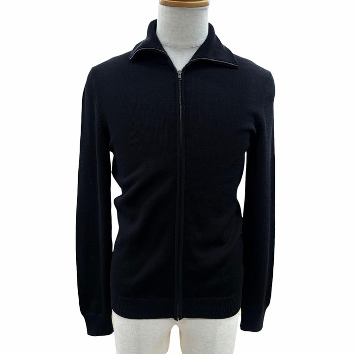極美品▲GUCCI グッチ 296073 ウール100％ ウェブライン ZIP ロングスリーブ ドライバーズ ニット ブラック S イタリア製 正規品 メンズ