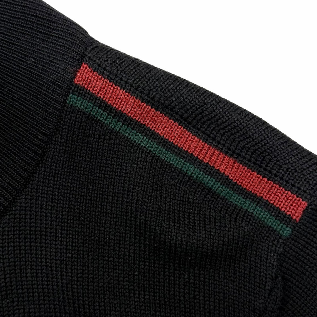 極美品▲GUCCI グッチ 296073 ウール100％ ウェブライン ZIP ロングスリーブ ドライバーズ ニット ブラック S イタリア製 正規品 メンズ