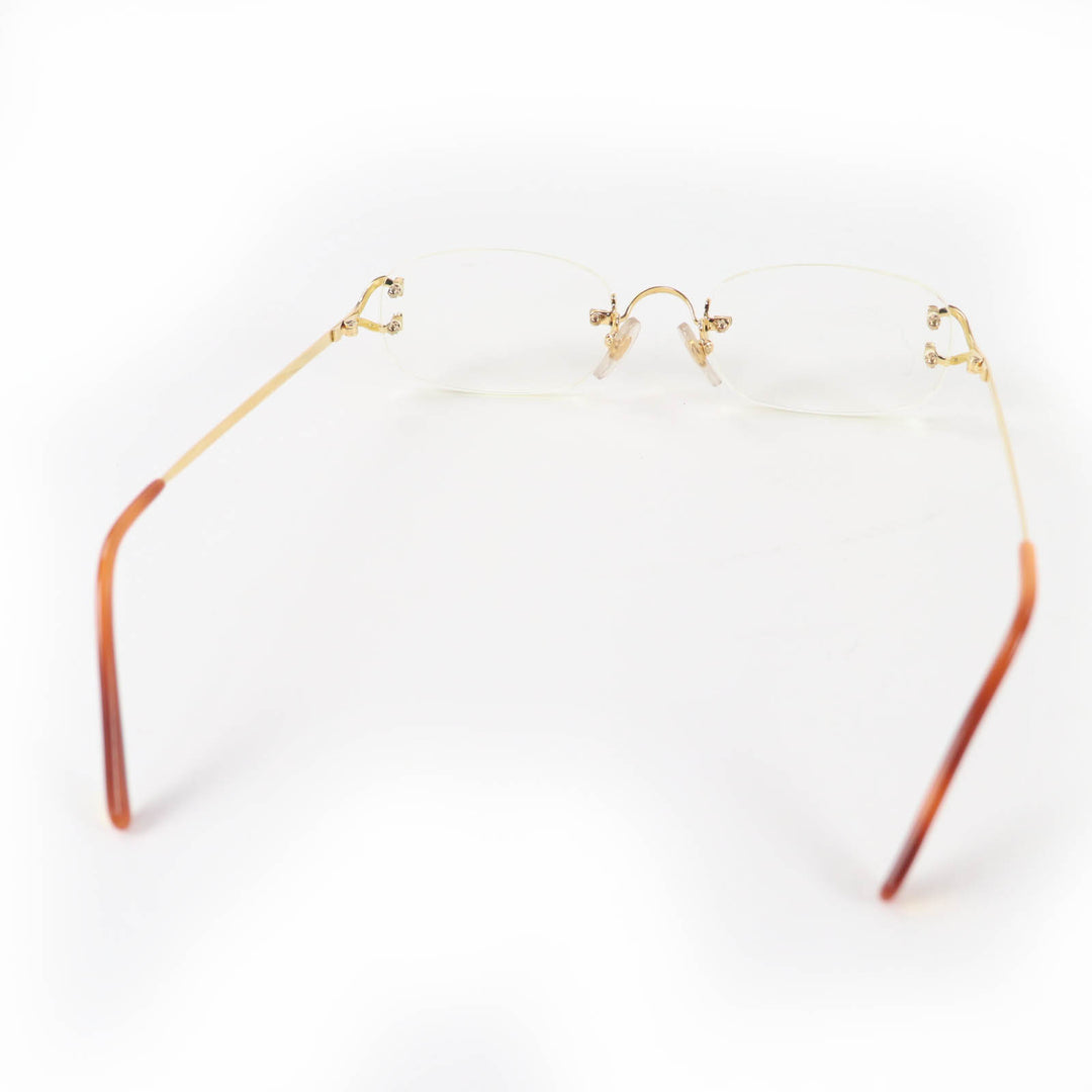 美品☆Cartier カルティエ 135 リムレス ツーポイント メガネ 眼鏡 アイウェア ゴールド 度入り フランス製 レディース