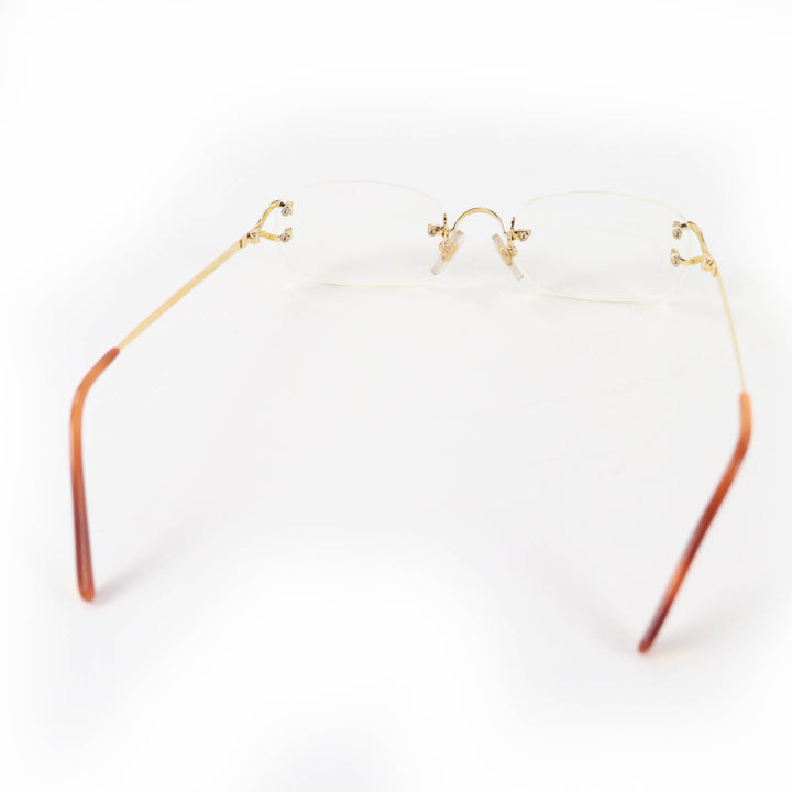 美品☆Cartier カルティエ 135 リムレス ツーポイント メガネ 眼鏡 アイウェア ゴールド 度入り フランス製 レディース