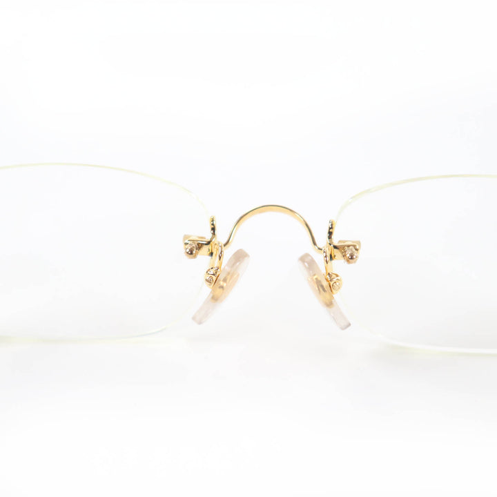 美品☆Cartier カルティエ 135 リムレス ツーポイント メガネ 眼鏡 アイウェア ゴールド 度入り フランス製 レディース