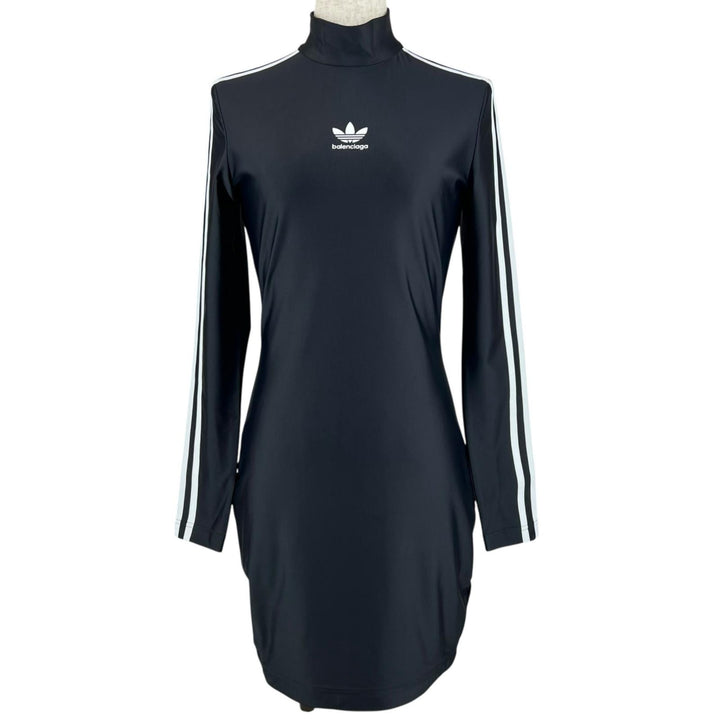 未使用品▲BALENCIAGA×adidas バレンシアガ×アディダス 23SS 728939 タイト ワンピース ブラック 38 イタリア製 正規品 レディース