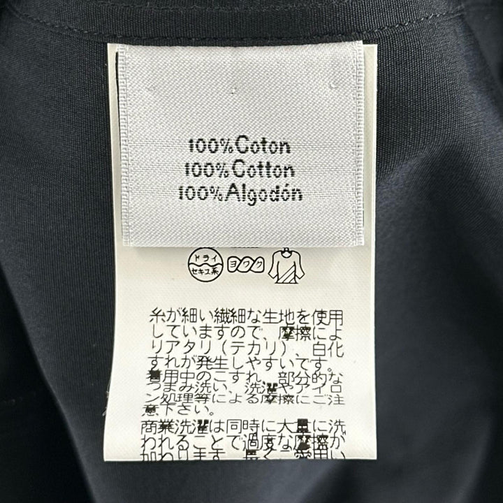 極美品▲HERMES エルメス コットン100％ 比翼仕立て セリエボタン 長袖シャツ ブラック 40 フランス製 正規品 メンズ