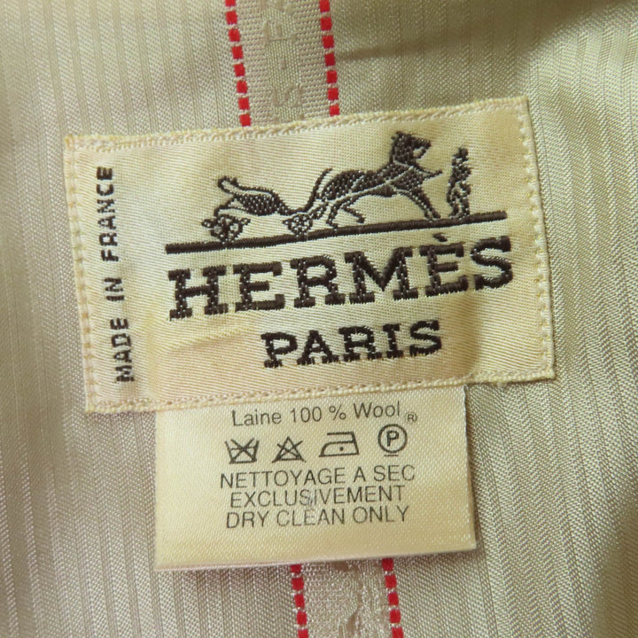 極美品☆HERMES エルメス ウール100％ Hロゴベルトループ ラップコート ライトブラウン レッド 約Mサイズ相当 フランス製 レディース