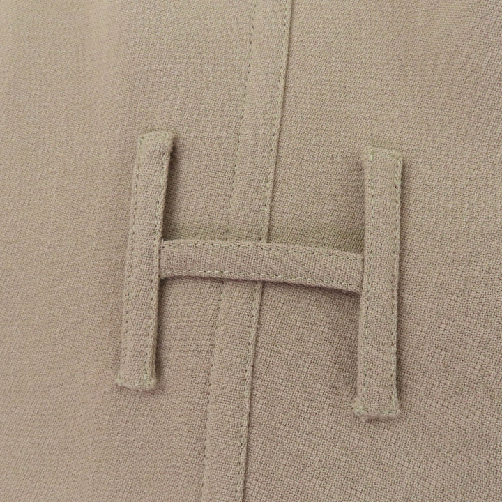 極美品☆HERMES エルメス ウール100％ Hロゴベルトループ ラップコート ライトブラウン レッド 約Mサイズ相当 フランス製 レディース