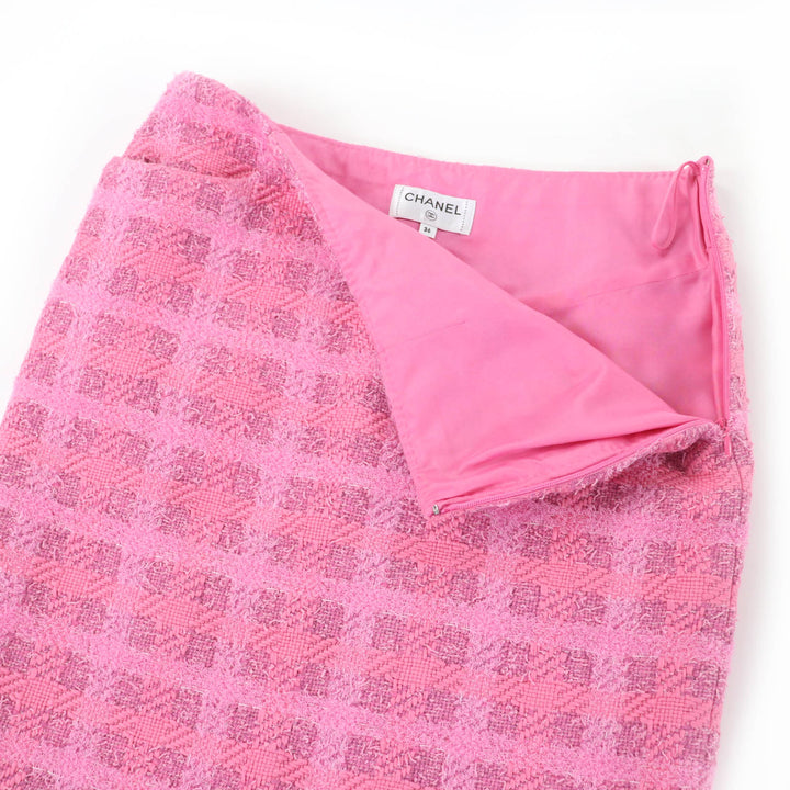 極美品☆CHANEL シャネル 24P P76729V68549 ココマーク ランウェイ着用 LOOK7 ツイードスカート ピンク 36 フランス製 正規品 レディース