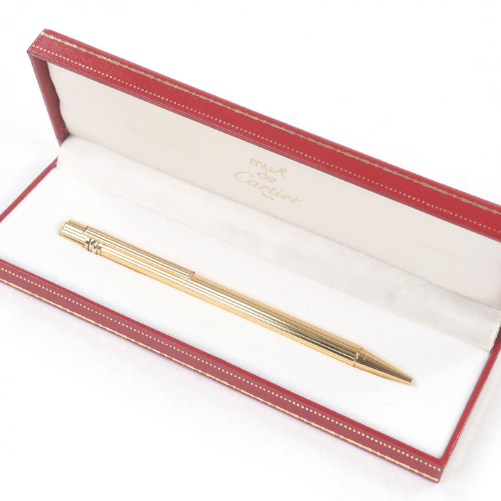 美品□Cartier カルティエ トリニティ ツイスト式 ボールペン ステーショナリー ゴールド ケース付き フランス製 メンズ 筆記確認済み