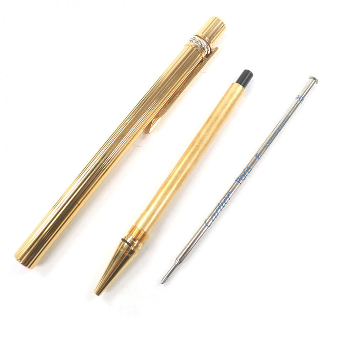 美品□Cartier カルティエ トリニティ ツイスト式 ボールペン ステーショナリー ゴールド ケース付き フランス製 メンズ 筆記確認済み