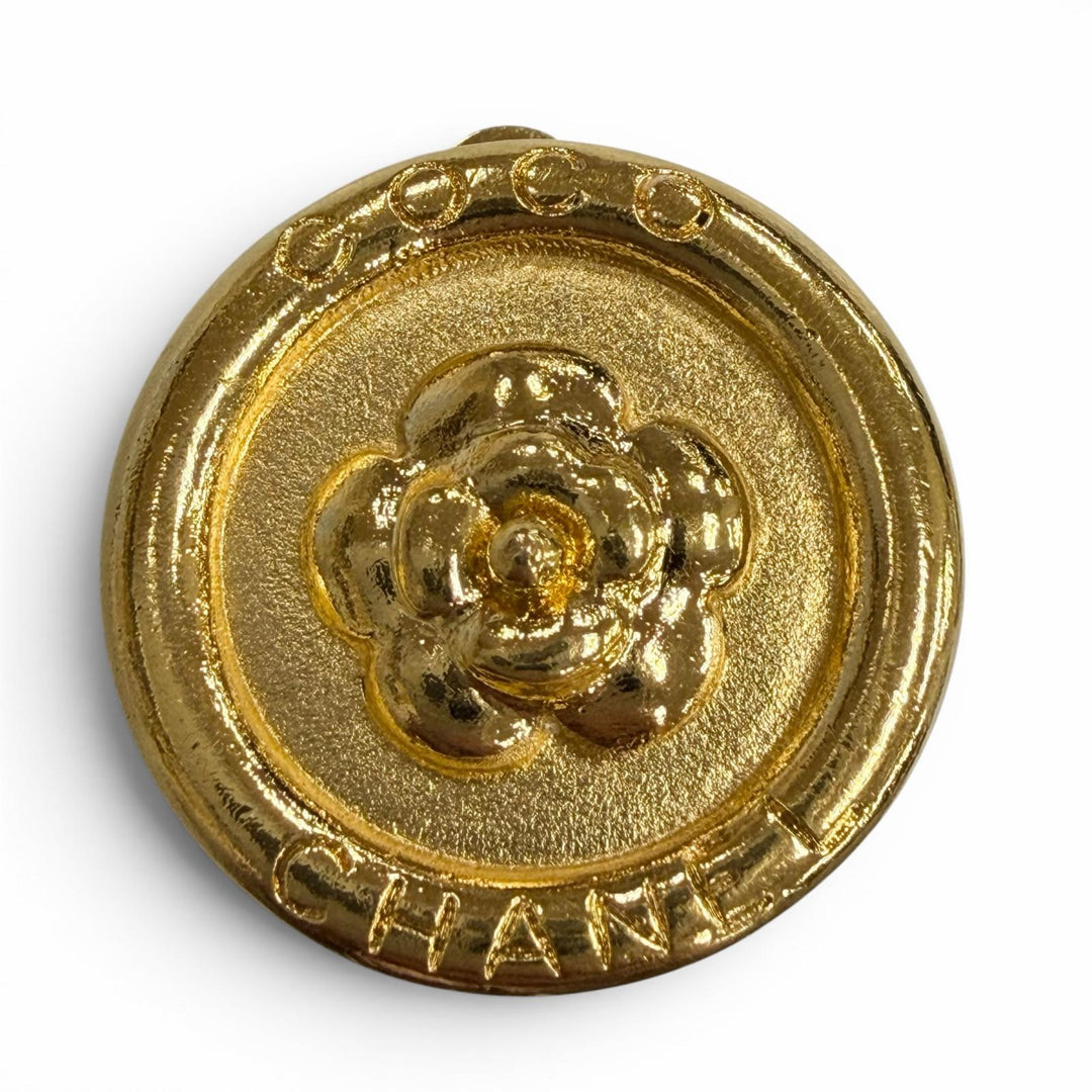 極美品▼CHANEL シャネル ヴィンテージ カメリア ラウンド 97P イヤリング ゴールド フランス製 レディース アクセサリー