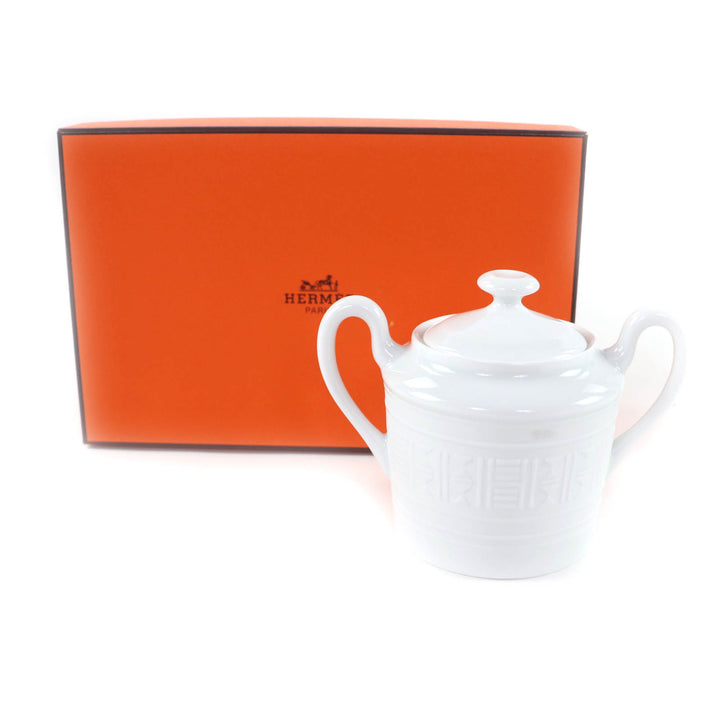 極美品★HERMES エルメス エーゲ シュガーポット 食器 ホワイト 箱付き レディース
