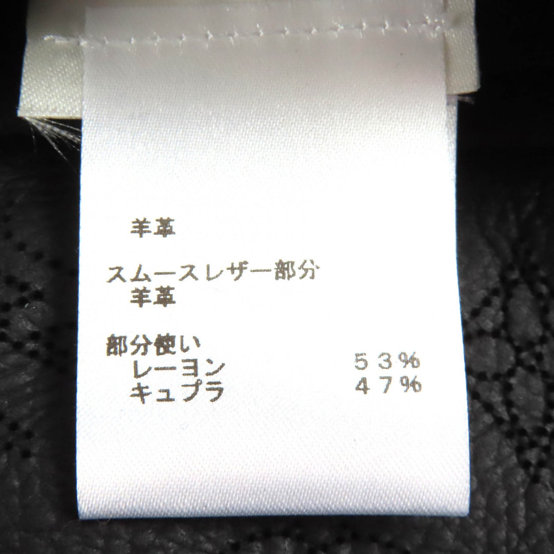 極美品△LOUIS VUITTON ルイヴィトン 2022年 モノグラム ノーカラー スムースレザー ムートン ライダースジャケット ブラック 34 正規品